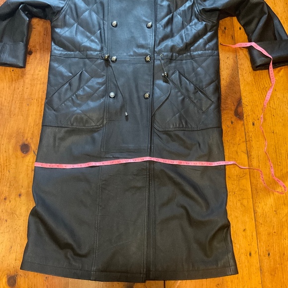 Vintage 100% Leather Hooded Trench - Picture 13 of 16